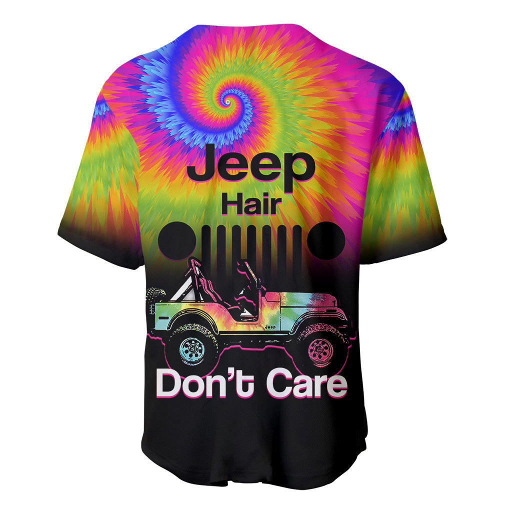 Jeep Hair Dont Care Baseball Jersey Tie Dye Black Gradient Version 1