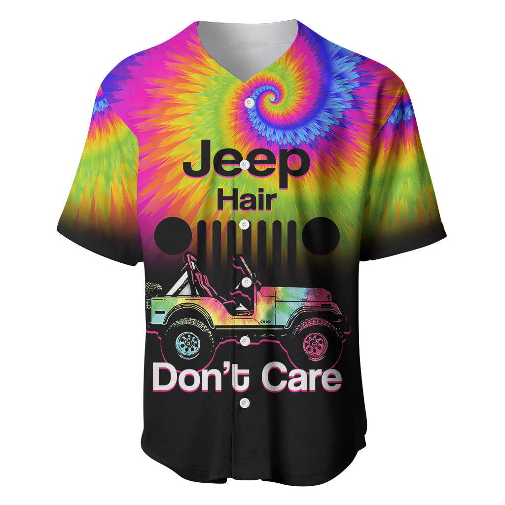 Jeep Hair Dont Care Baseball Jersey Tie Dye Black Gradient Version 3