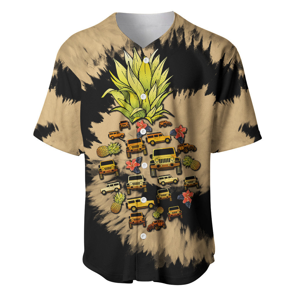 Jeep Pineapple Bleach Tie dye Style Catch A Wave Baseball Jersey 3