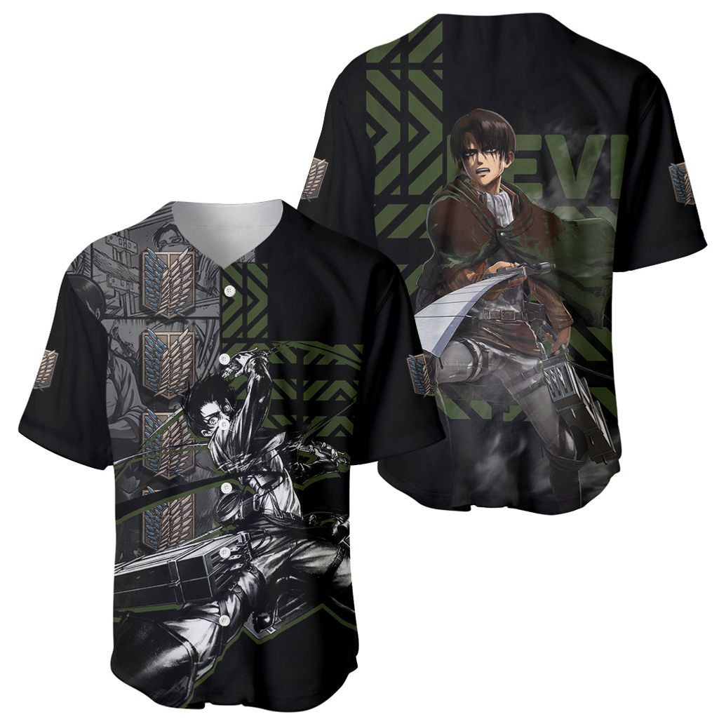 Levi Ackerman Attack On Titan Baseball Jersey Anime 1