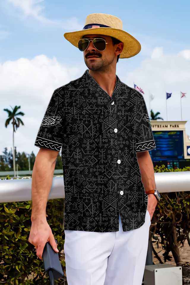 Magic Viking Symbol Hawaiian Shirt Ethnic Norse Seamless Pattern Viking Shirt 5.jpg