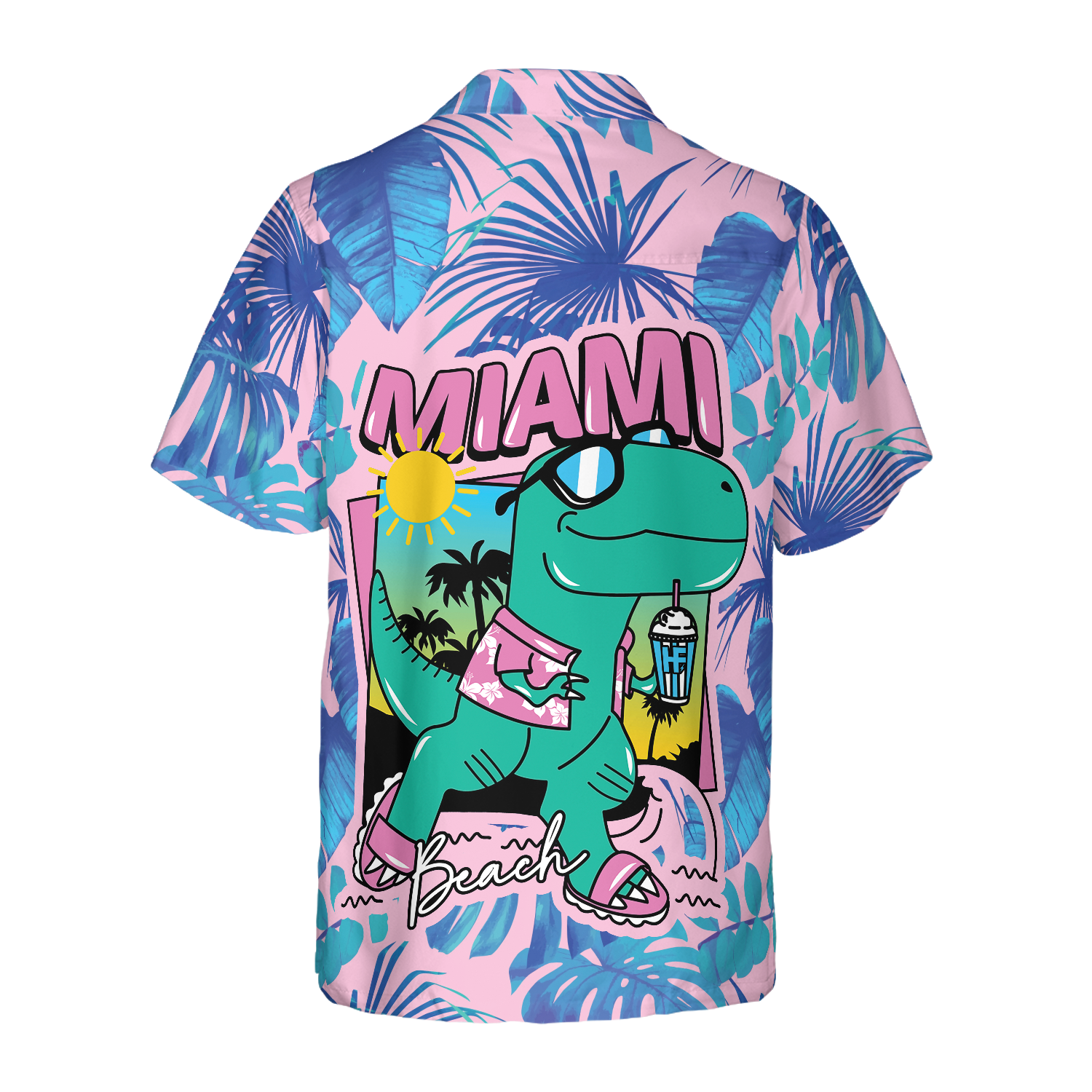 Miami South Beach Cool T Rex Dinosaur Hawaiian Shirt 1.png