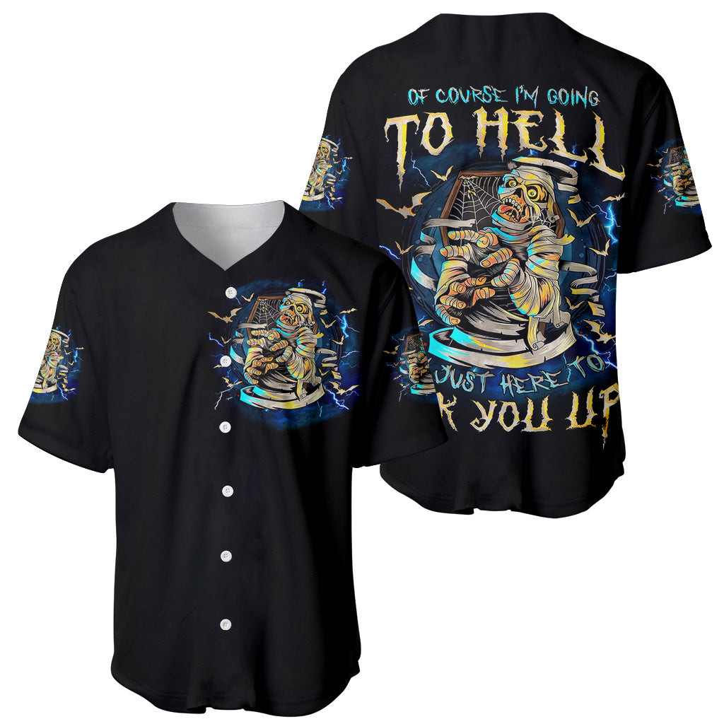 Mummy Skull Baseball Jersey Im Going To Hell to Pick You Up 1