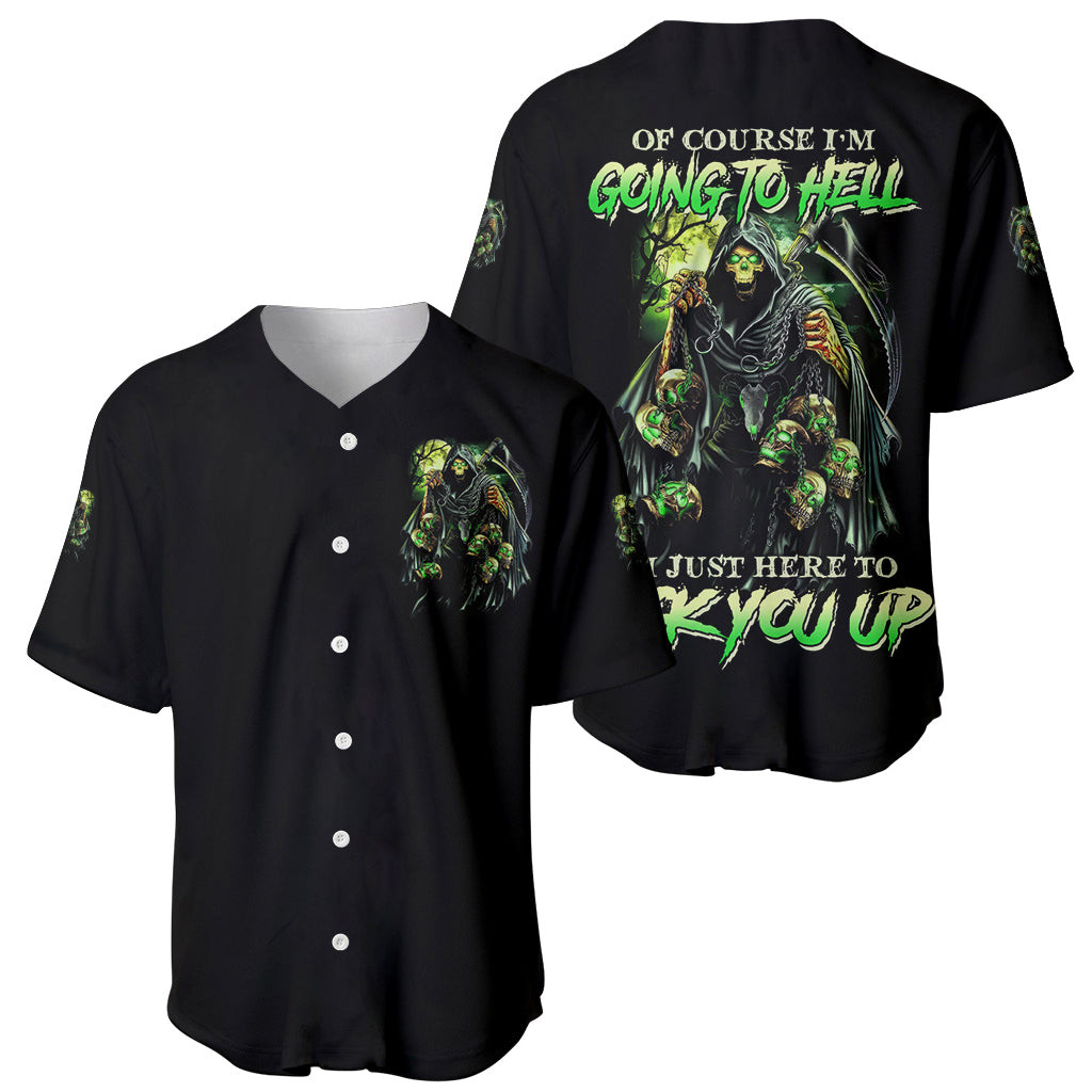 Of Course Im Going To Hell Skull Baseball Jersey 1