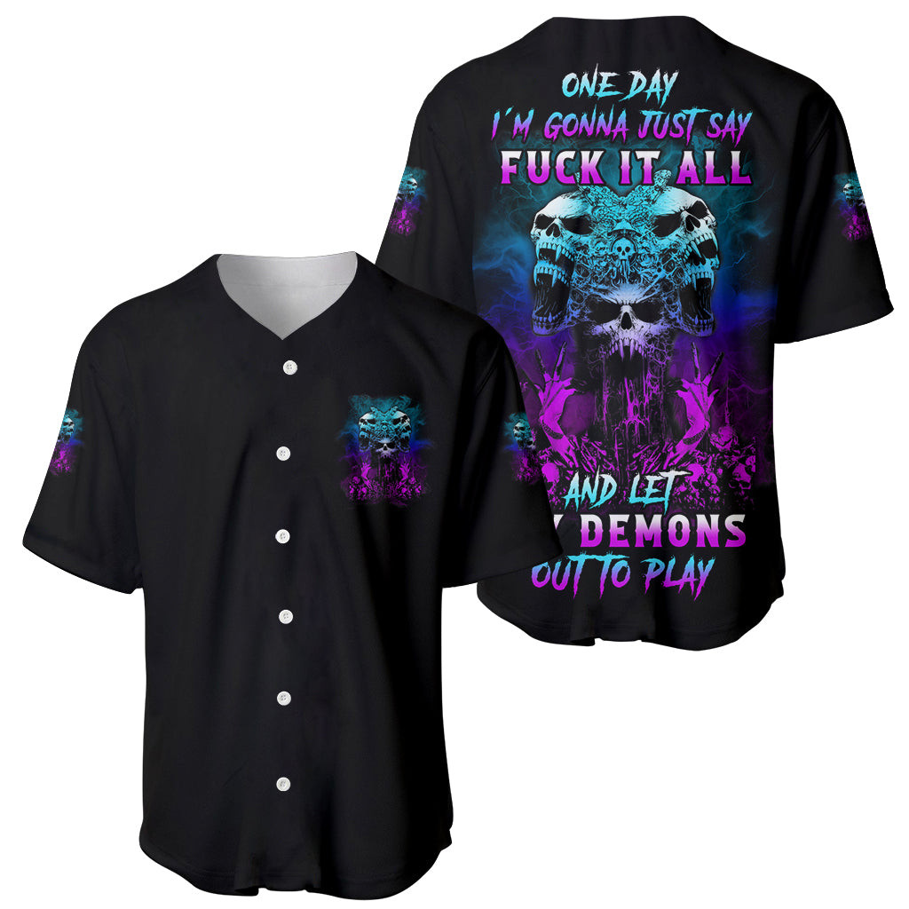 One Day Let My Demons Out To Play Baseball Jersey 1