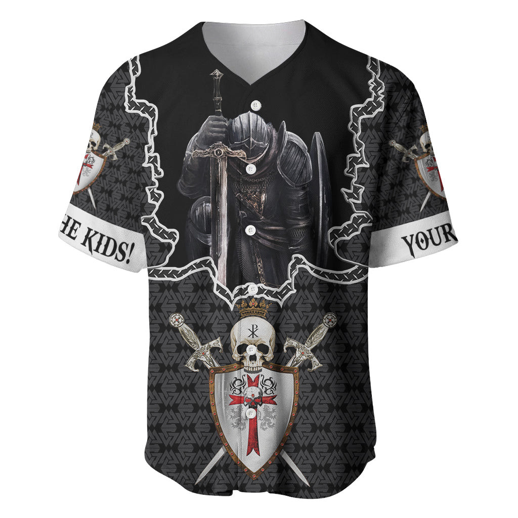 Personalised Knights Templar Warrior Skull Baseball Jersey 2