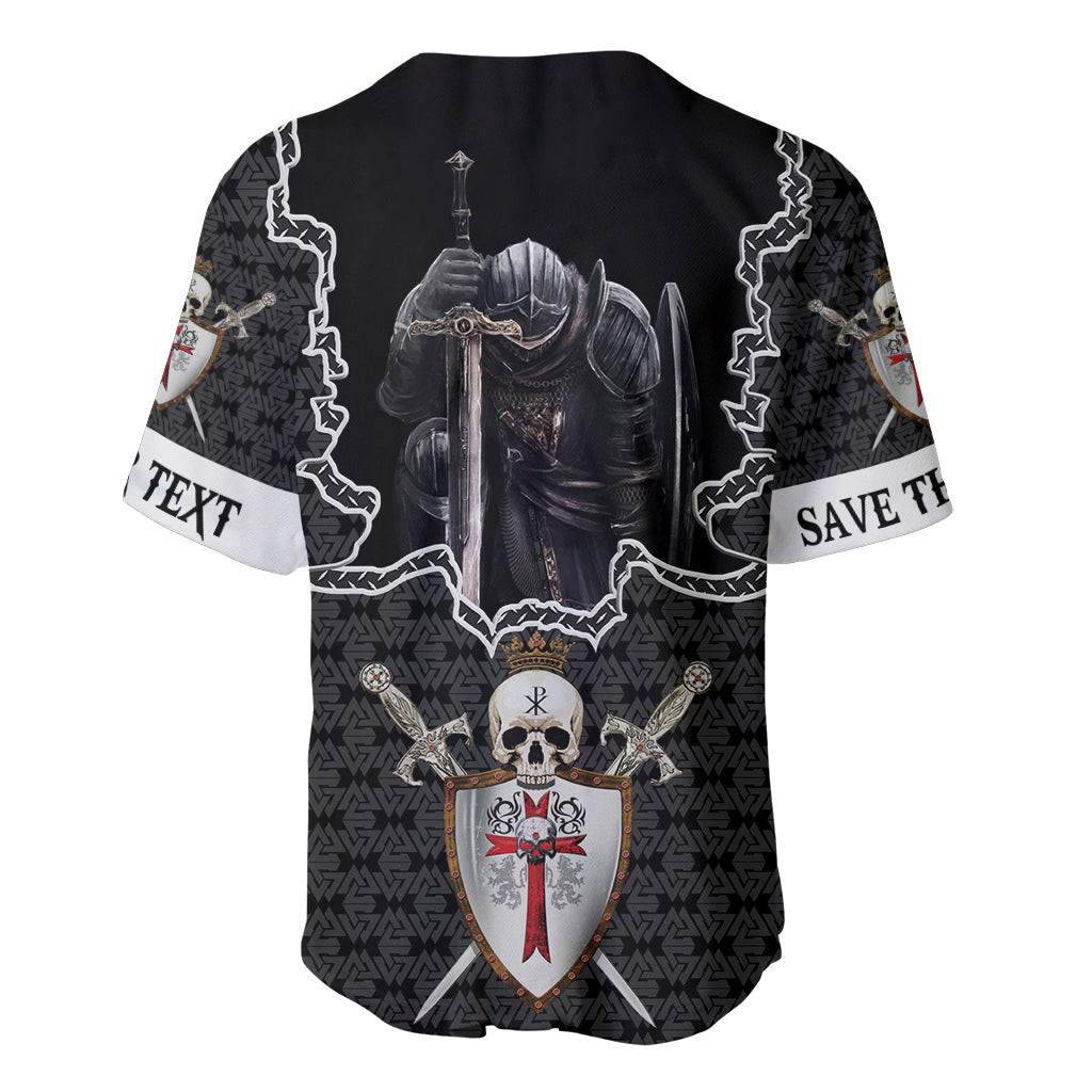Personalised Knights Templar Warrior Skull Baseball Jersey 3