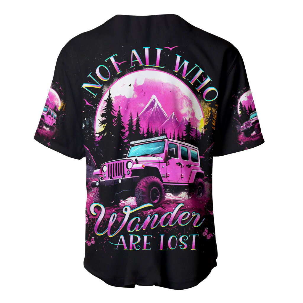 Pink Jeep Baseball Jersey Not All Who Wander Are Lost 2