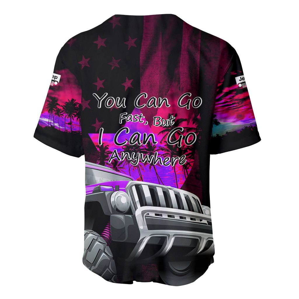 Pink Jeep Baseball Jersey You Can Go Fast But I Can Go Anywhere 2