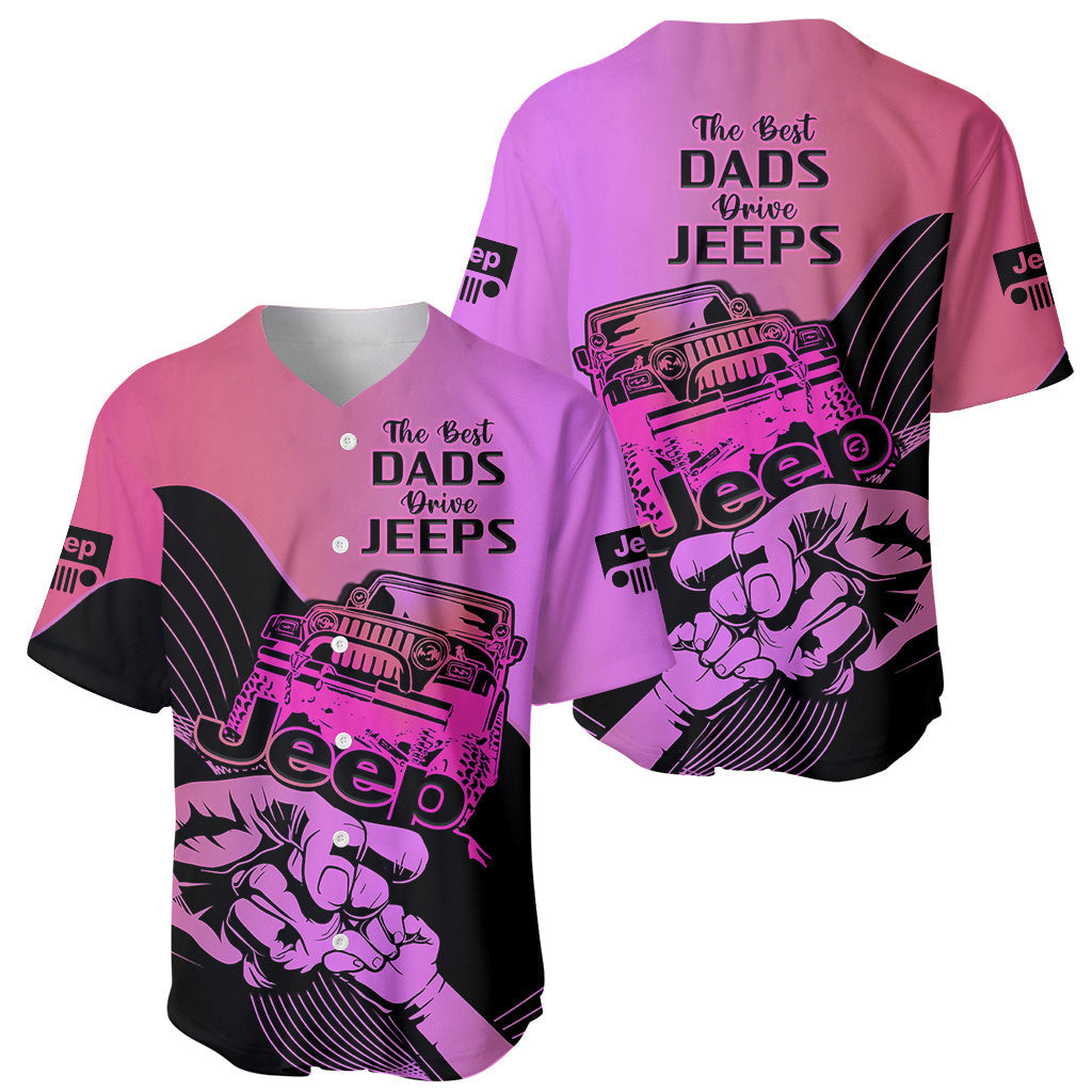 Pink Jeep Dad Baseball Jersey Happy Fathers Day Best Dads Drive Jeeps 1