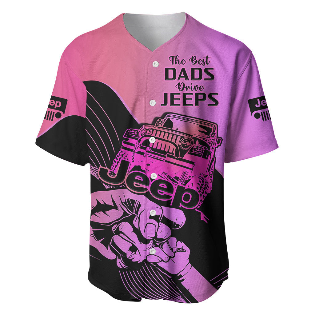 Pink Jeep Dad Baseball Jersey Happy Fathers Day Best Dads Drive Jeeps 2