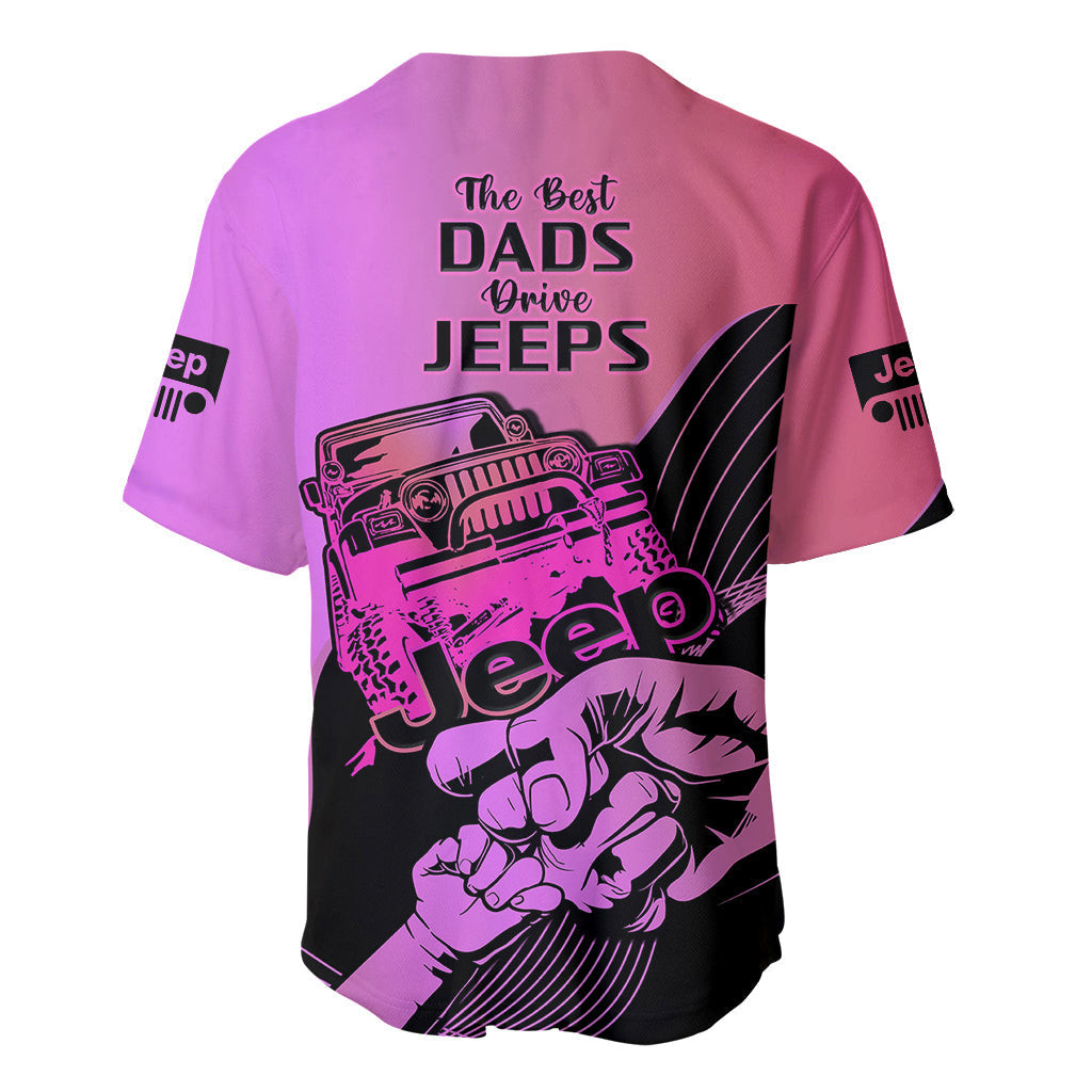 Pink Jeep Dad Baseball Jersey Happy Fathers Day Best Dads Drive Jeeps 3
