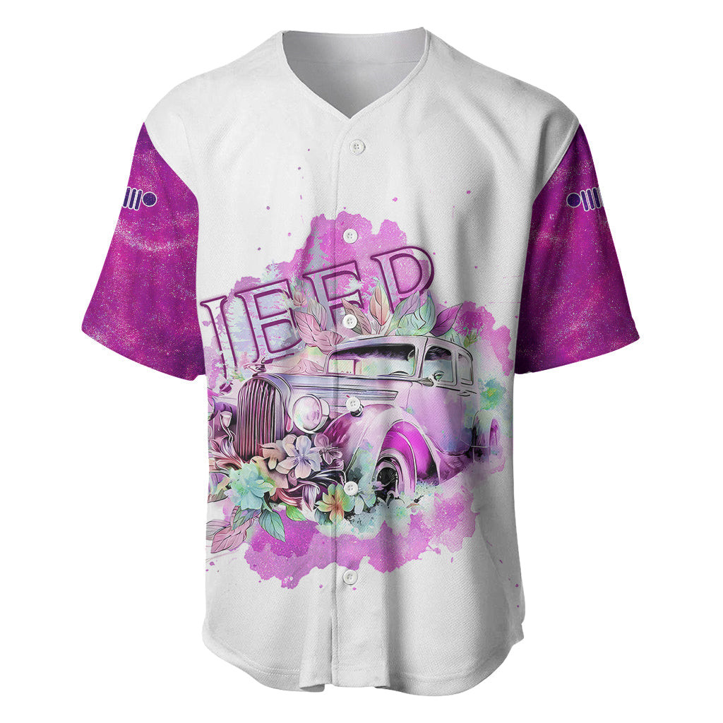Pink Jeep Galaxy Baseball Jersey Not All Those Who Wander Are Lost 2