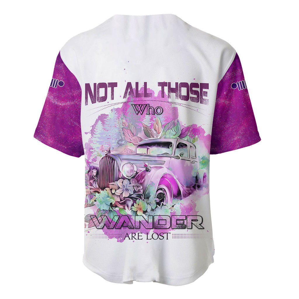 Pink Jeep Galaxy Baseball Jersey Not All Those Who Wander Are Lost 3