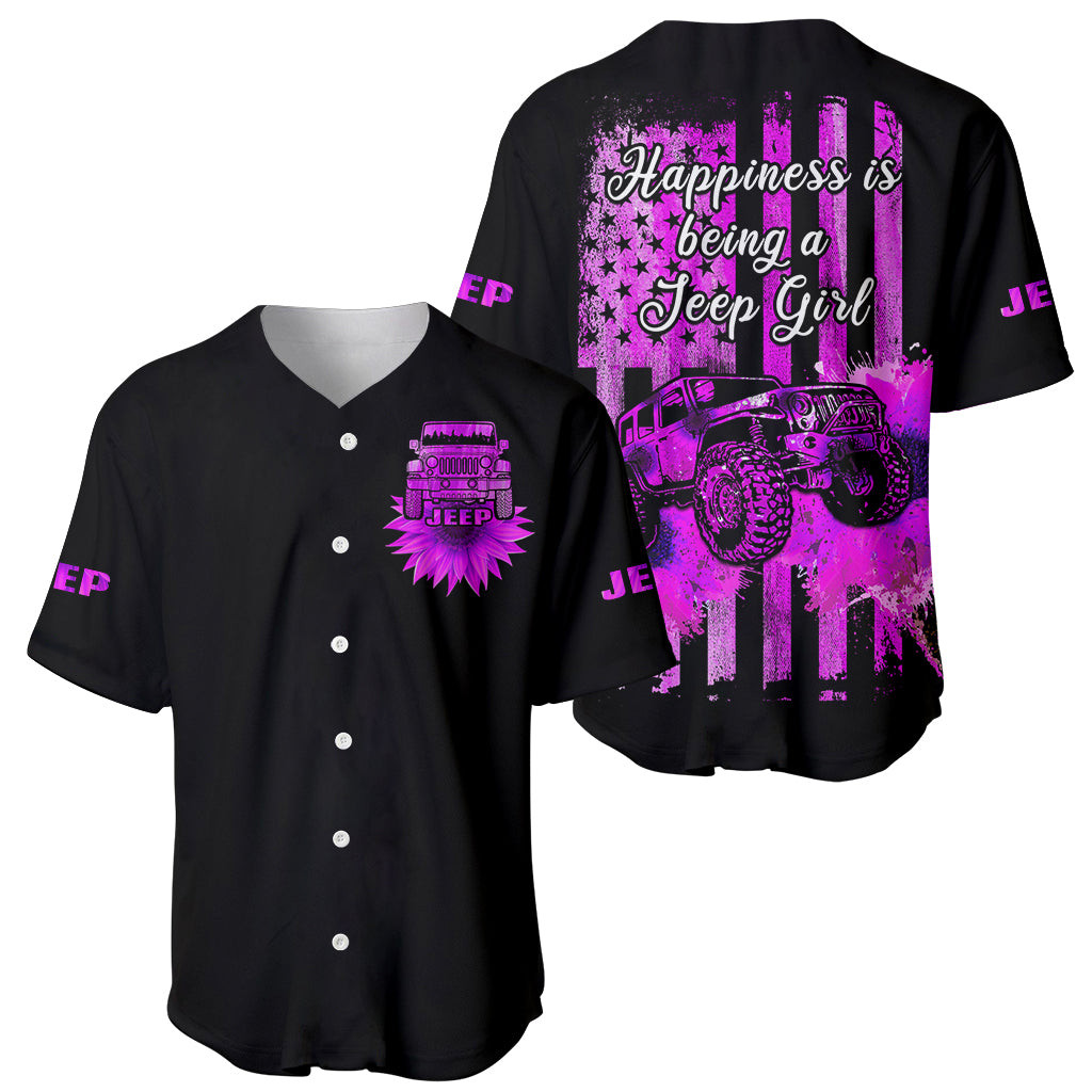 Pink Jeep Sunflower Baseball Jersey Happiness Is Being A Jeep Girl 2