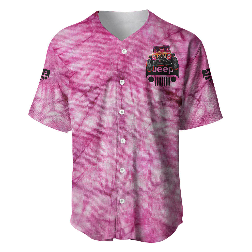 Pink Jeep Tie Dye Baseball Jersey Always Take The Scenic Route 3