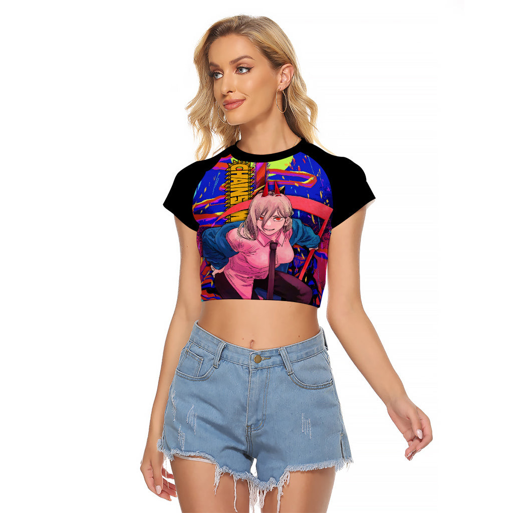 Power Chansaw Man Raglan Cropped T Shirt 1