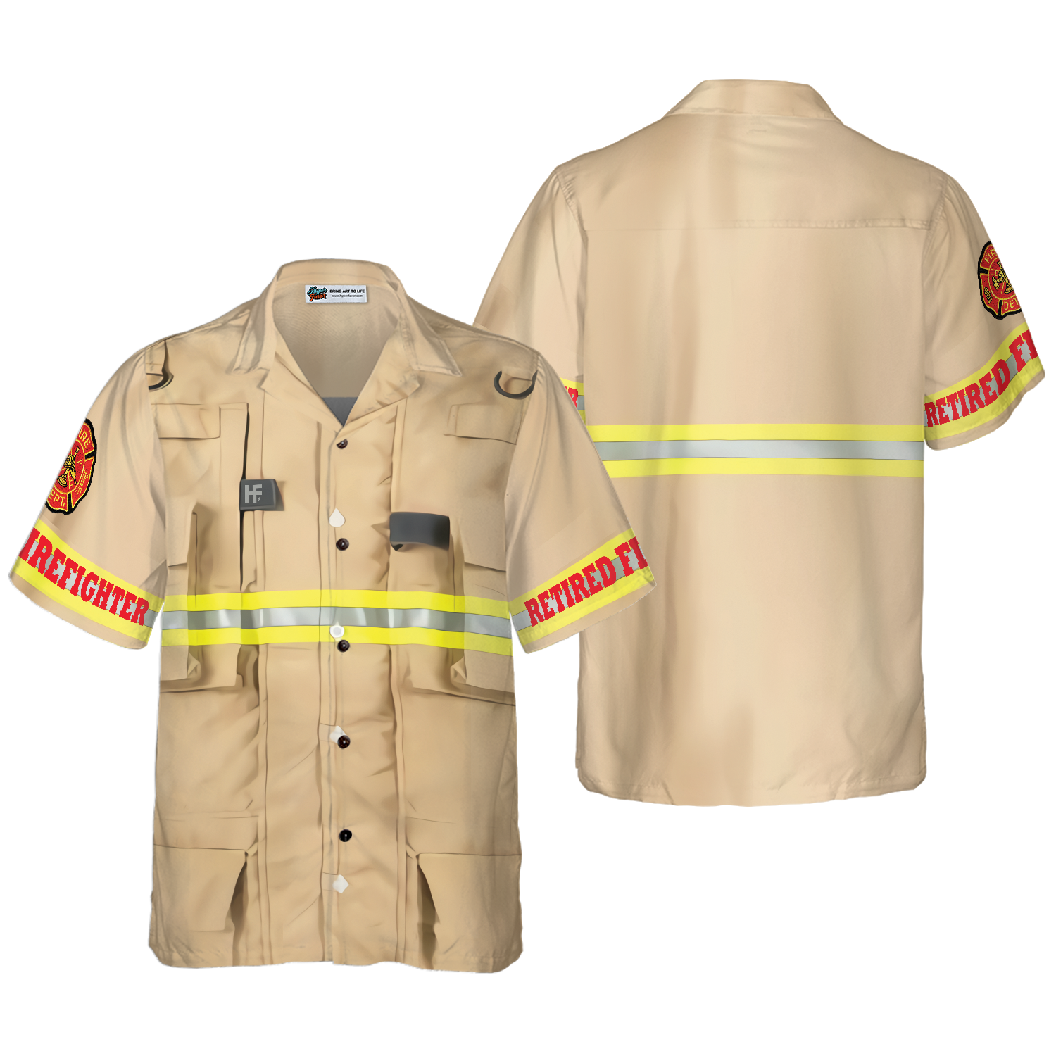 Proud Retired Firefighter Hawaiian Shirt Cream Life Vest Work Uniform Fire Dept Logo Firefighter Shirt For Men 1.png