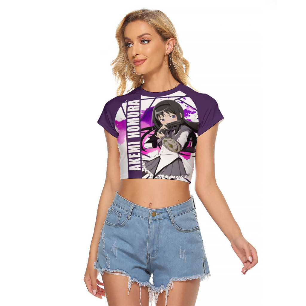 Puella Magi Madoka Magica Raglan Cropped T Shirt Akemi Homura 1