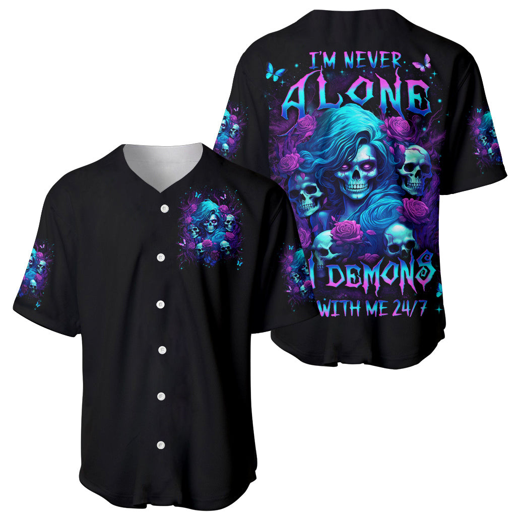 Rose Skull Baseball Jersey Im Never Alone My Demon Are With Me 247 1