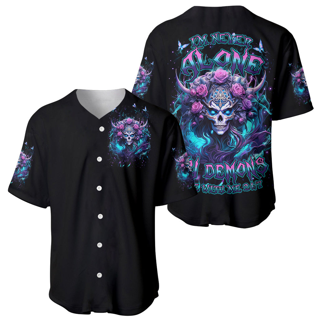 Rose Skull Baseball Jersey Im Never Alone My Demons Are With Me 247 1