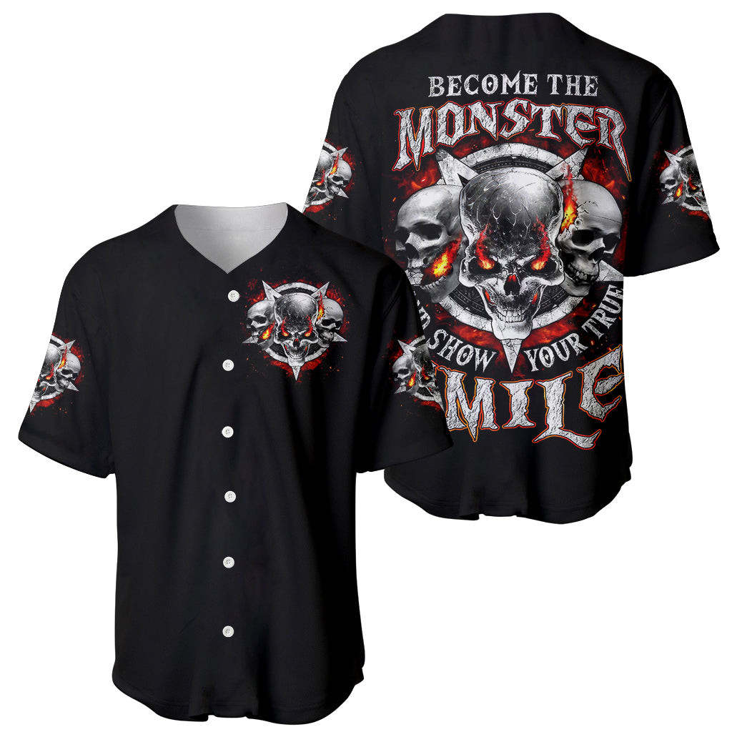 Satan Skull Baseball Jersey Become The Monster And Show Your True Smile 1