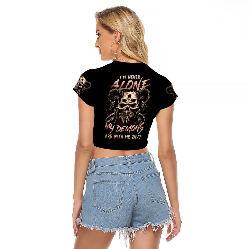 Satan Skull Raglan Cropped T Shirt I Never Alone My Demon With Me 247 1