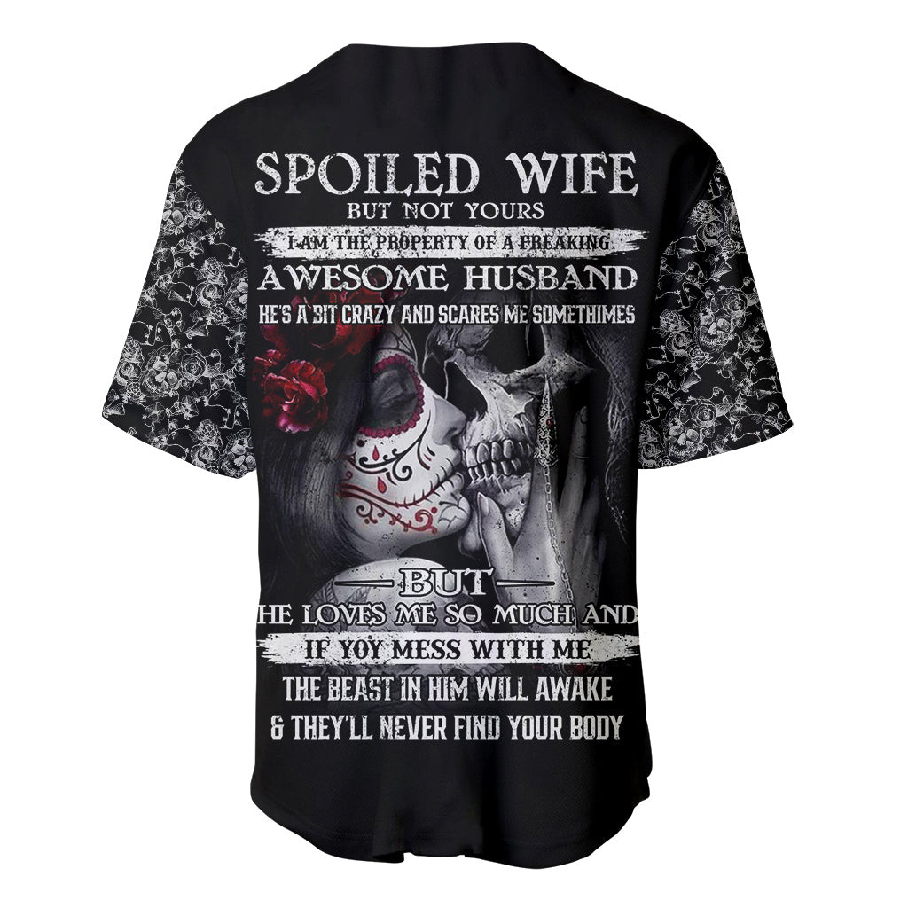 Skull Baseball Jersey Skull Girl Spoiled Wife 3