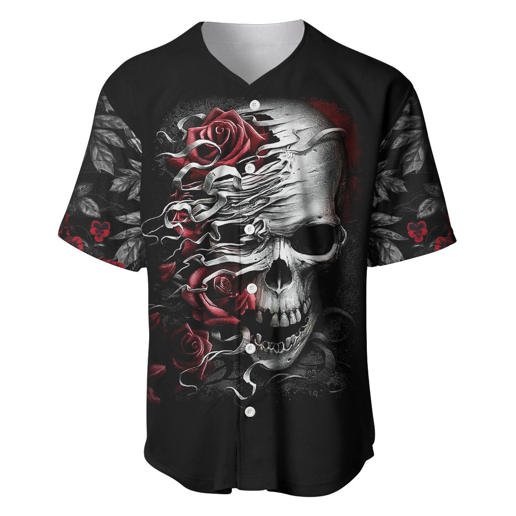 Skull Baseball Jersey Three Skull No See Evil Rose 2