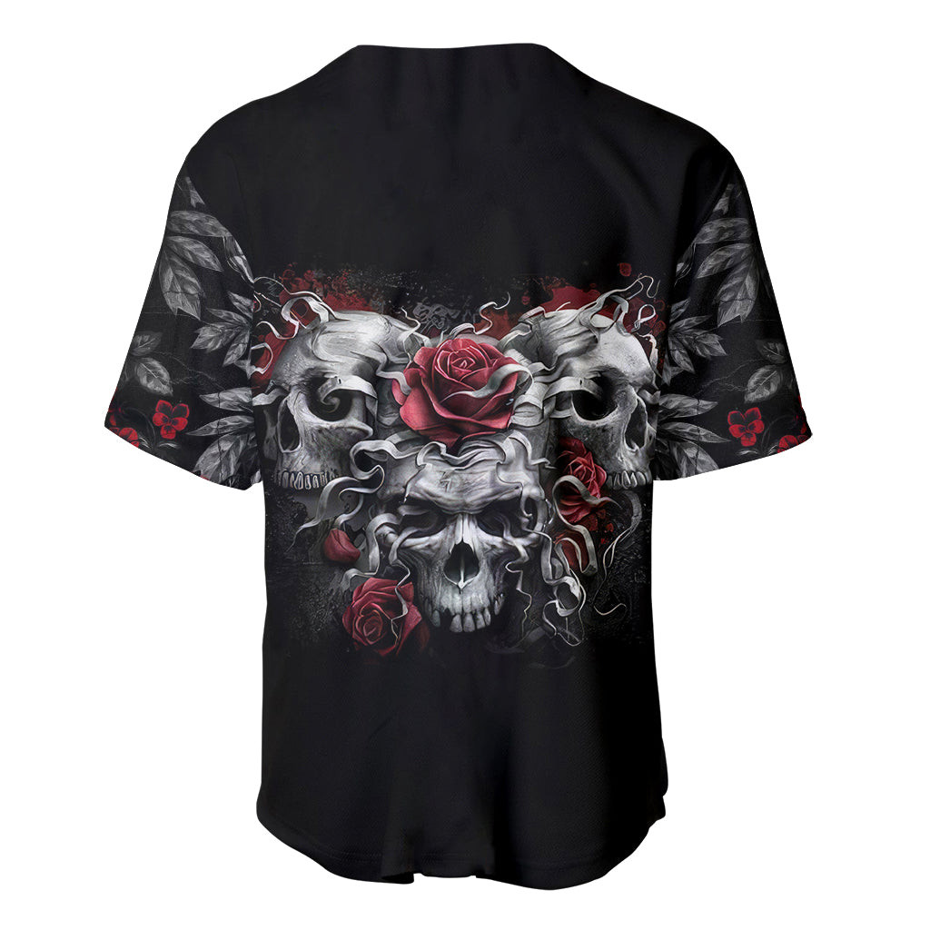 Skull Baseball Jersey Three Skull No See Evil Rose 3