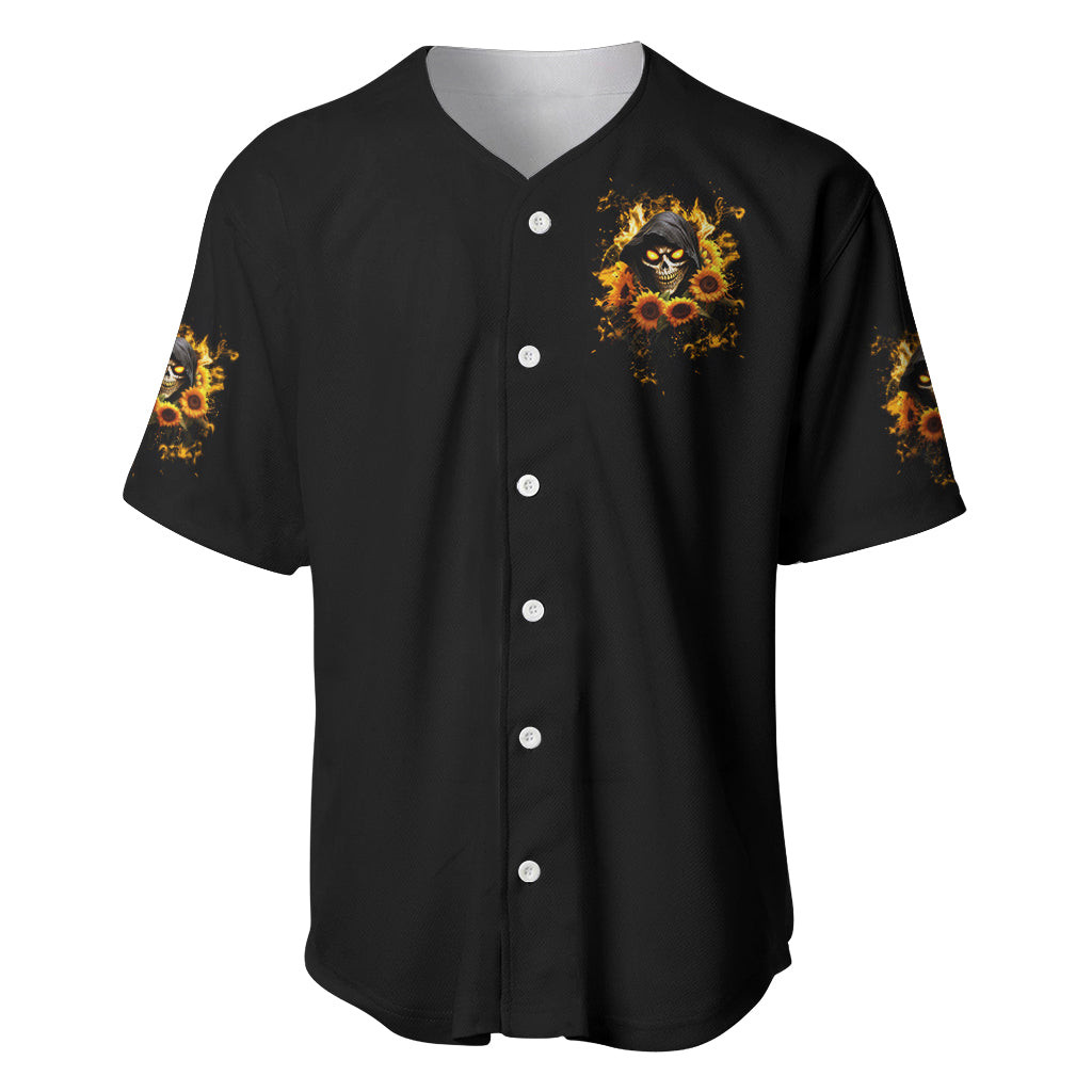 Sunflower Skull Baseball Jersey Assuming I Was Like Most Girls Was Your First Mistake 3