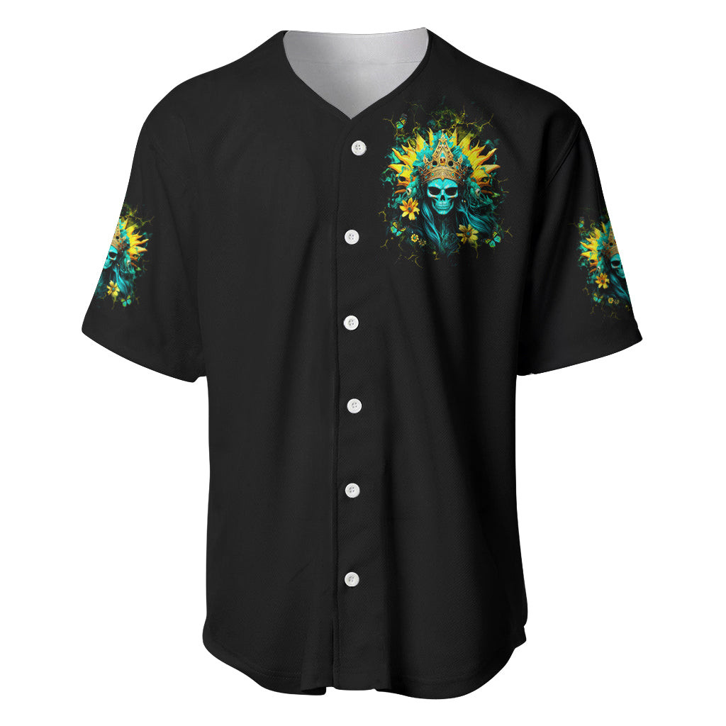 Sunflower Skull Baseball Jersey Bitch Im Not A Princess Im The Fucking Queen 3