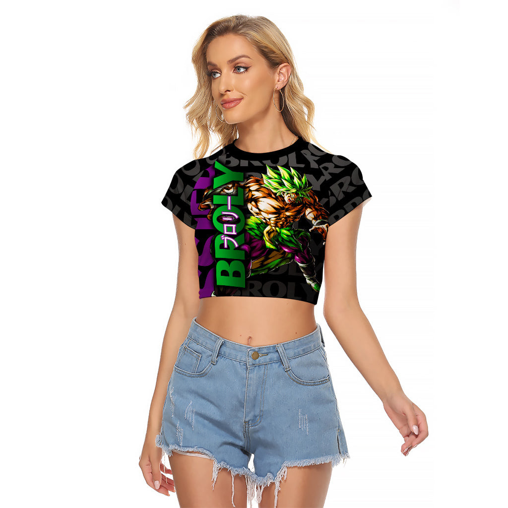 Super Saijan Broly Dragon Ball Raglan Cropped T Shirt Anime Mix Pattern 1