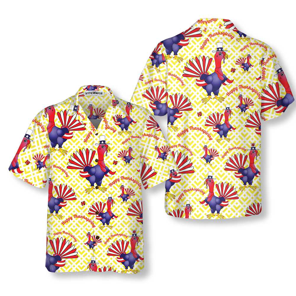 Turkeys in US Flag Costume Thanksgiving Day Hawaiian Shirt Funny Gobble Shirt Gift For Thanksgiving 1.jpg