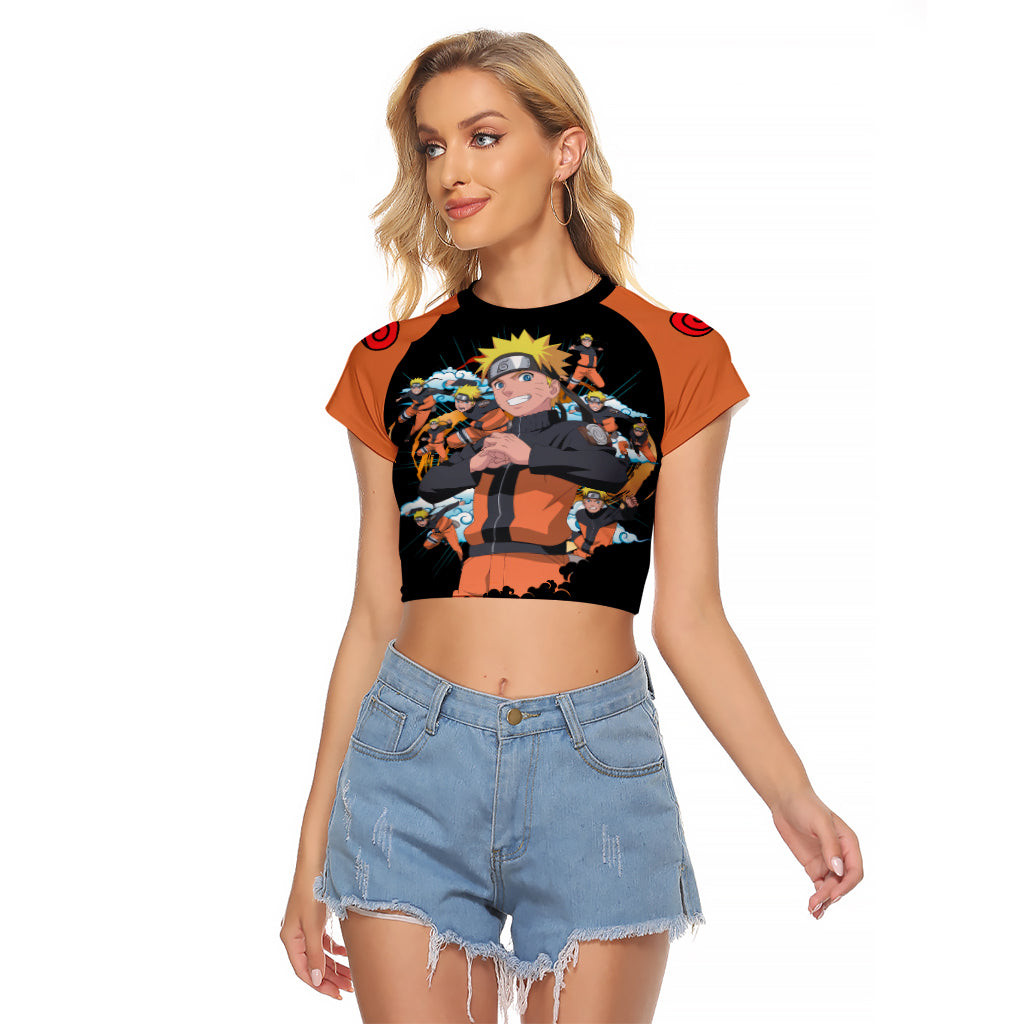 Uzumaki Shadow Clone Jutsu Naruto Raglan Cropped T Shirt Anime 1