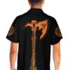 Viking Skull With Backbone Axe Hawaiian Shirt Cool Orange Pattern Black Skull Shirt 5.jpg