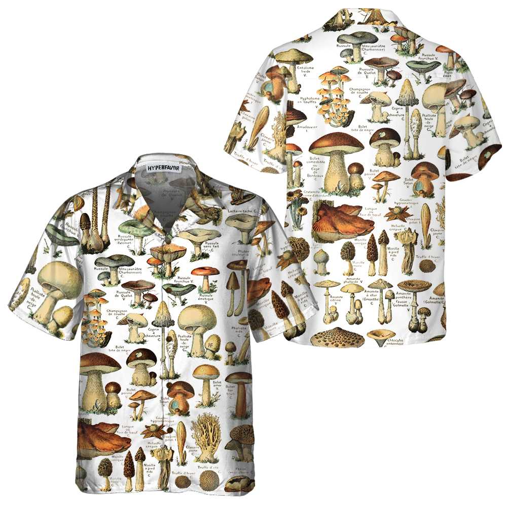 Vintage Fungi Hawaiian Shirt Types Of Mushroom Shirt For Men Women Gift For Mushroom Lover 1.jpg