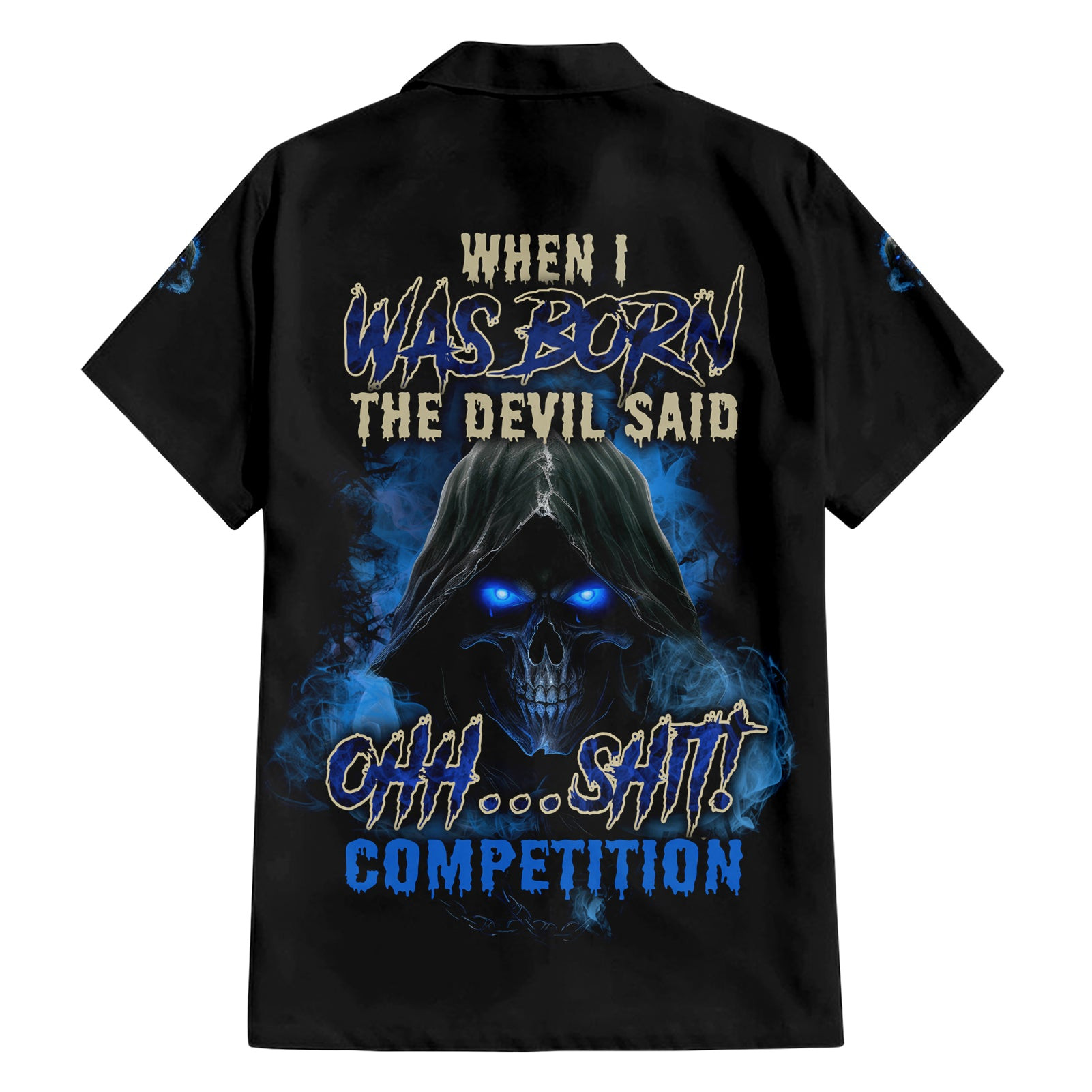 When I Was Born Reaper Fire Blue Hawaiian Shirt 1.jpg