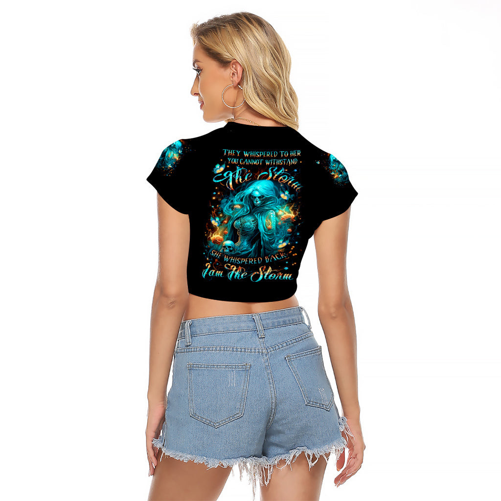 Witch Skull Raglan Cropped T Shirt She Whispered Back Iam The Storm 1