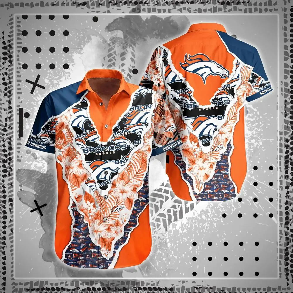 denver broncos floral shield hawaiian shirt.webp