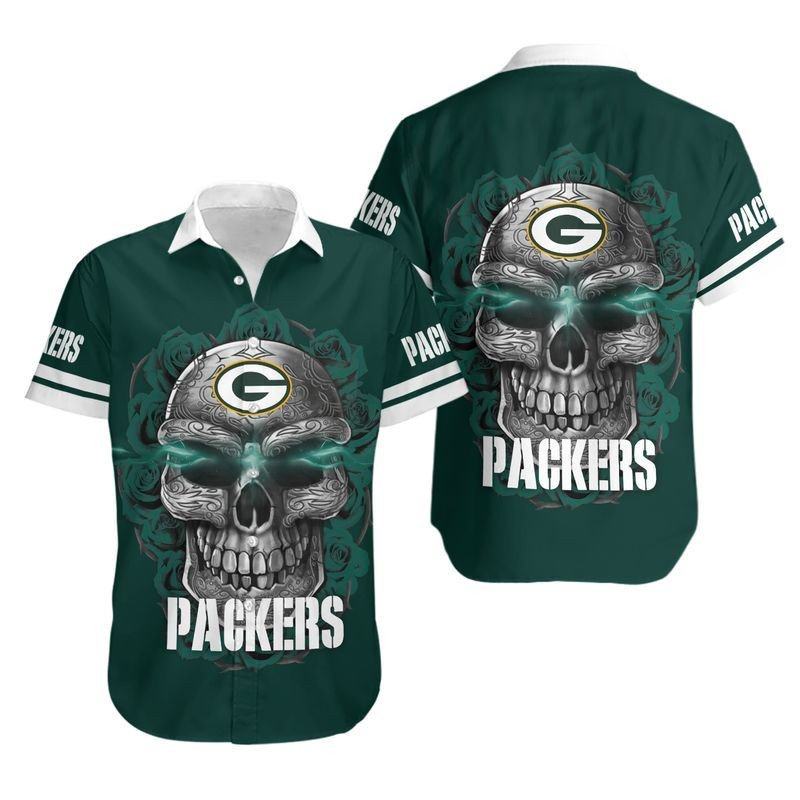 green bay packers skull rose hawaiian shirt.jpg