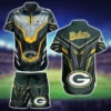 green bay packers thunder power hawaiian shirt shorts set.webp