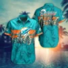 miami dolphins tropical leaf hawaiian shirt.webp