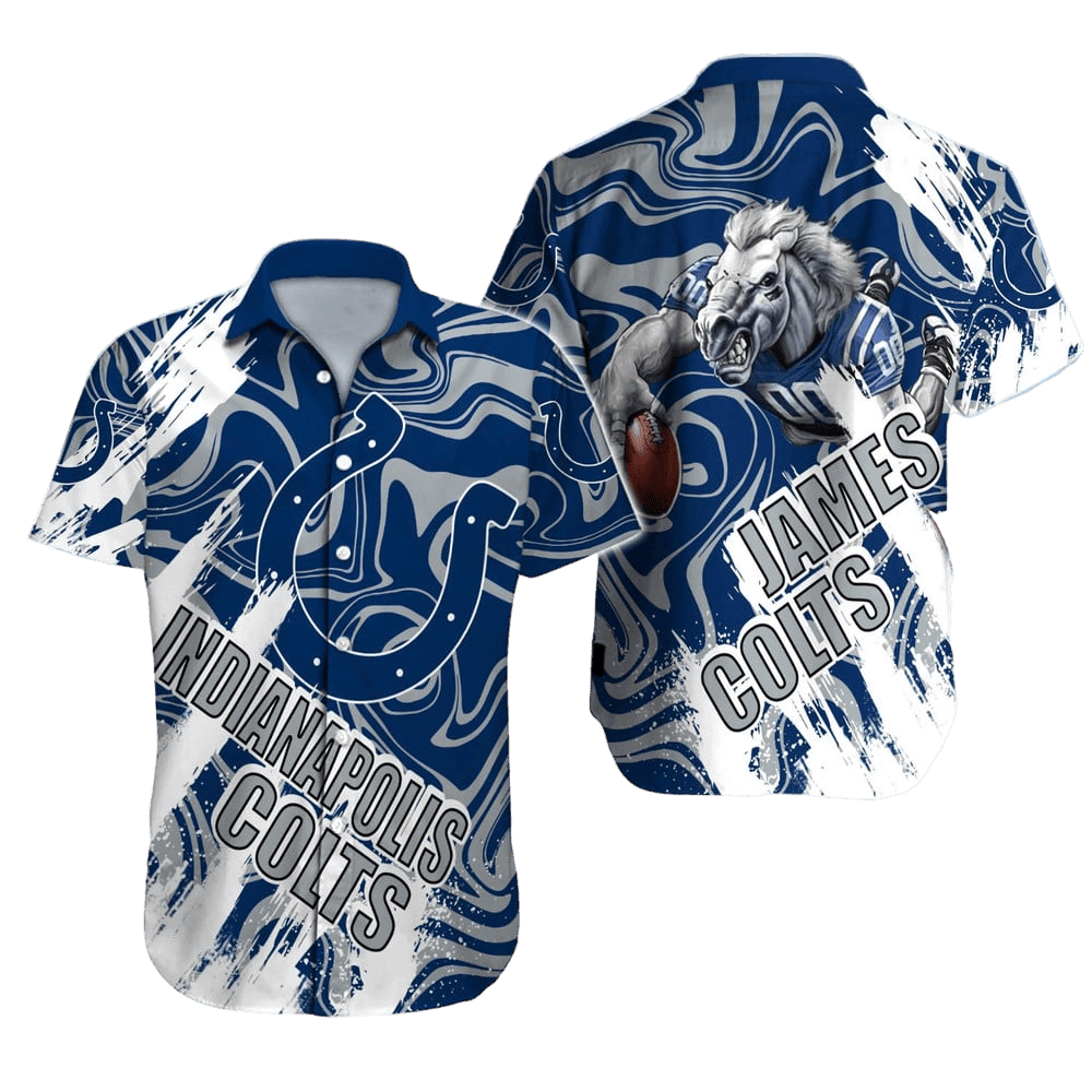 personalized indianapolis colts tropical grid hawaiian shirt.webp