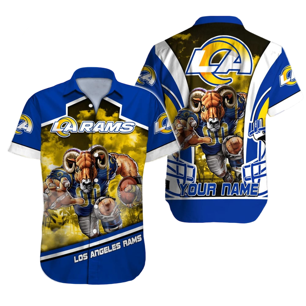 personalized los angeles rams fierce mascot hawaiian shirt.webp