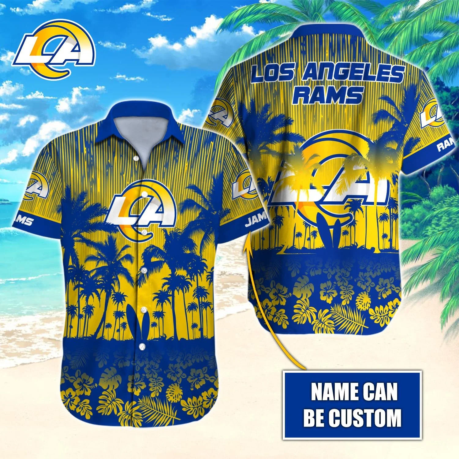 personalized los angeles rams golden tropics hawaiian shirt.webp