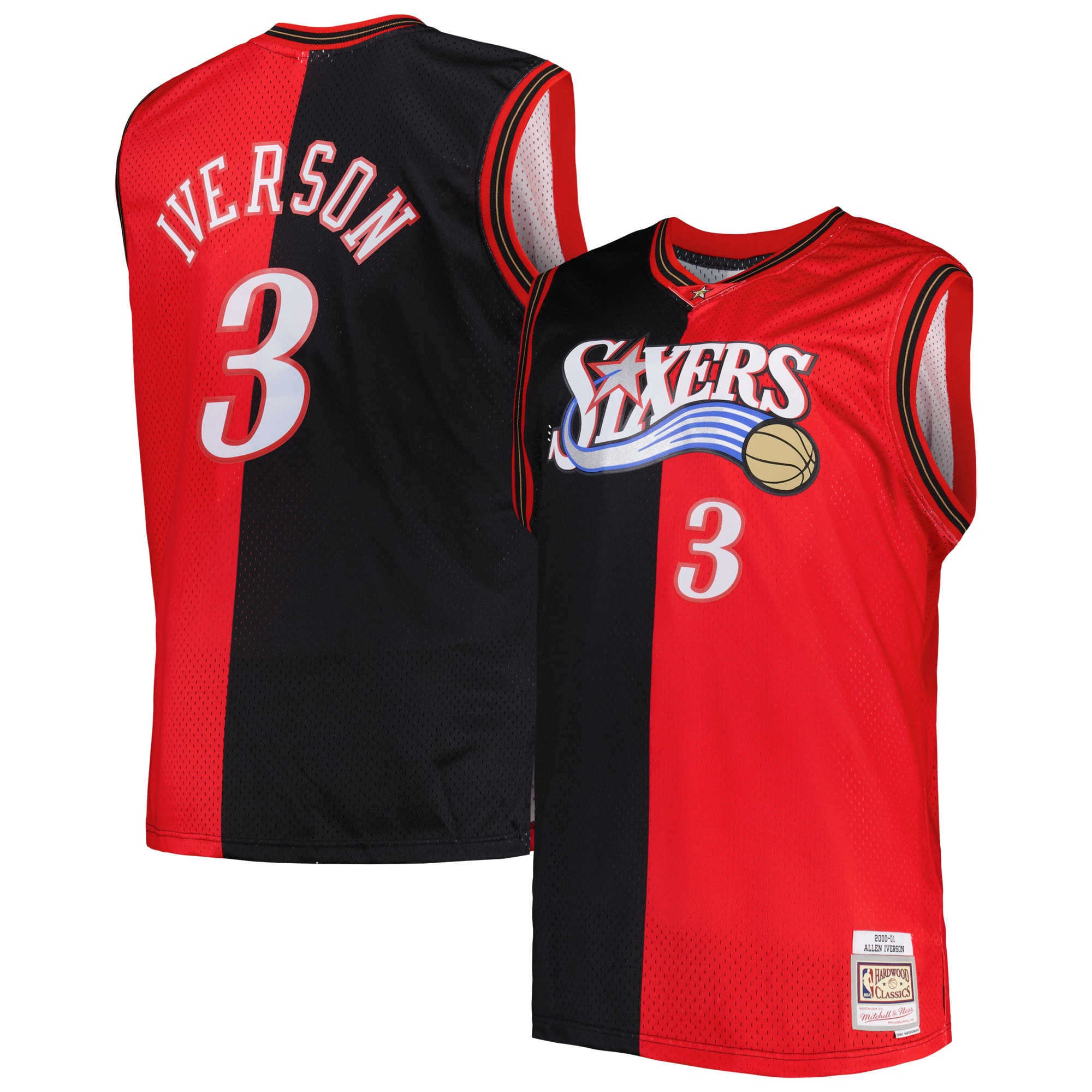 allen iverson philadelphia 76ers mitchell 26amp ness big 26amp tall hardwood classics 200001 split swingman jersey blackred 5208 ijcwe.jpg