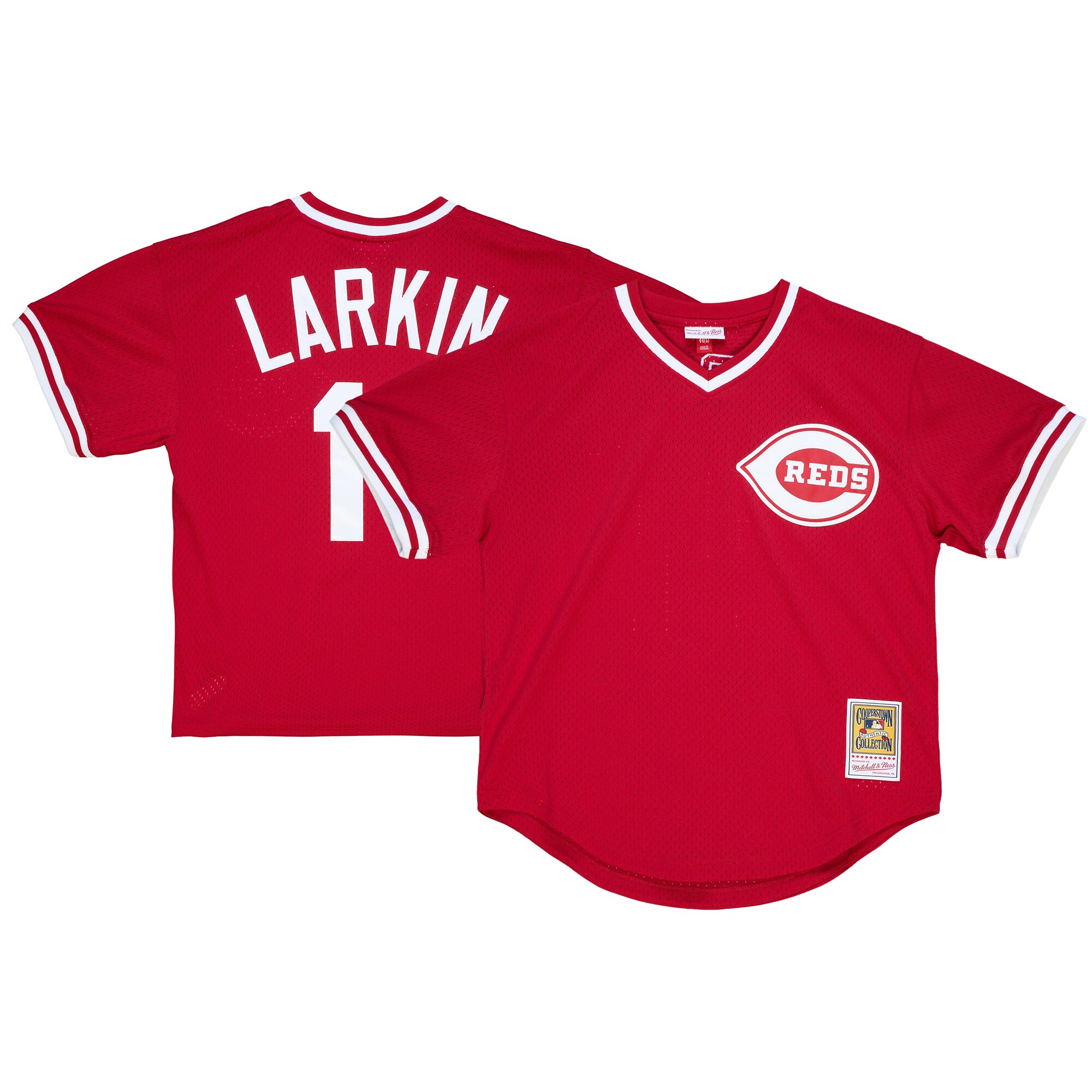 barry larkin cincinnati reds mitchell 26amp ness youth cooperstown collection26nbspmesh batting practice jersey red 1734 yqlok.jpg