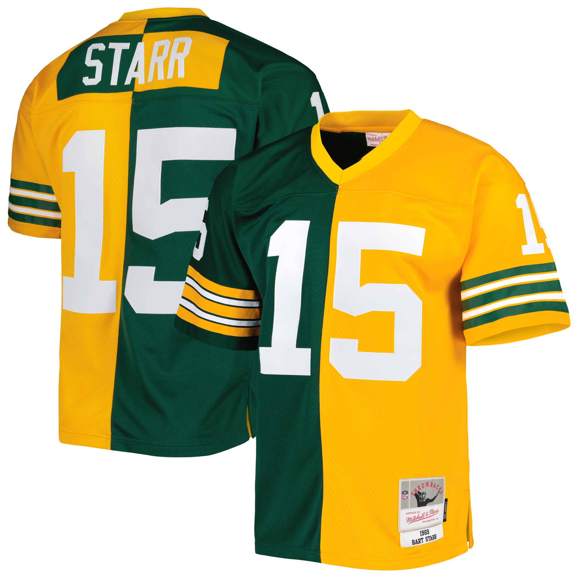 bart starr green bay packers mitchell 26amp ness 1969 split legacy replica jersey greengold 2581 zb9nh.jpg