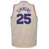 ben simmons philadelphia 76ers nike youth 202021 swingman player jersey cream earned edition 6459 hjsyb.jpg